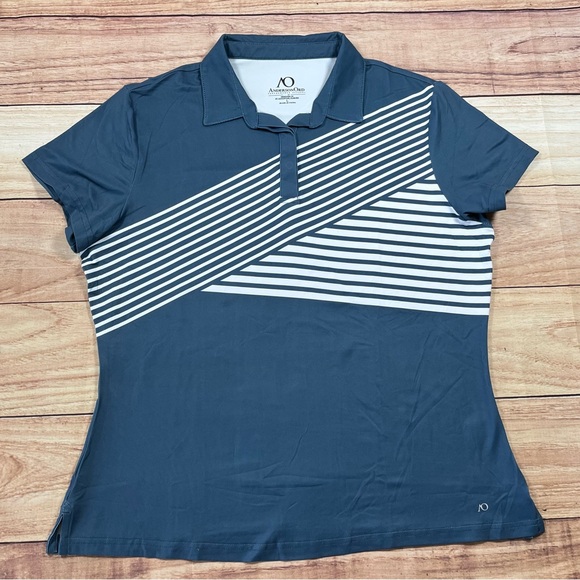 Anderson‎ Ord Women’s Performance Golf Stretch  Polo Shirt Blue Stripe Size L - Picture 1 of 10